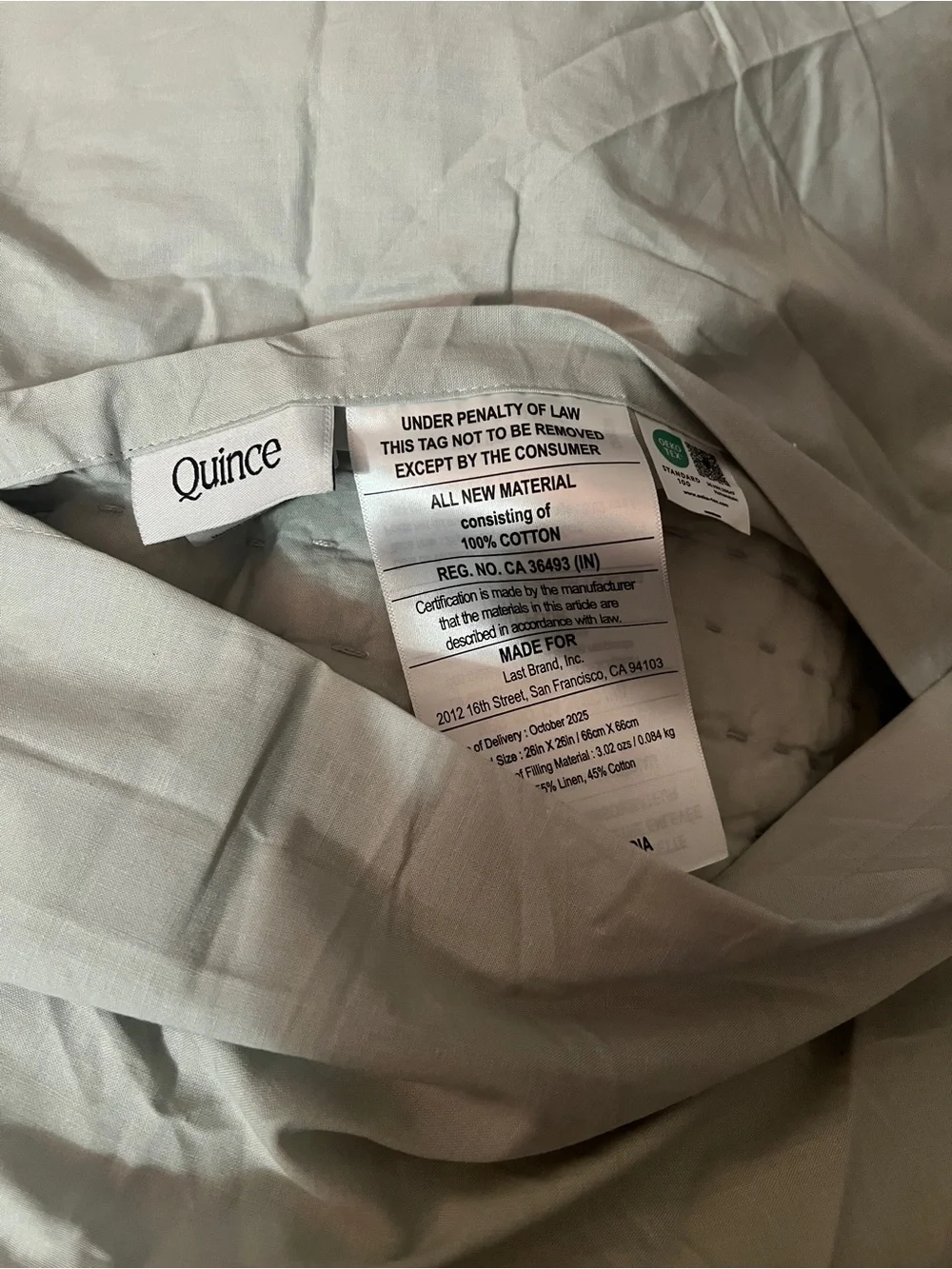 Quince Set of European Linen Cotton Stitch Quilted Euro Shams x2
